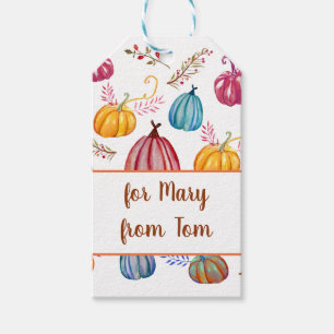 Autumn Colourful Pumpkins Art Gift Tag