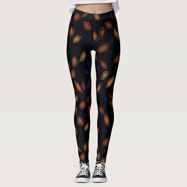 Autumn Colours Abstract Pattern Leggings (Front)