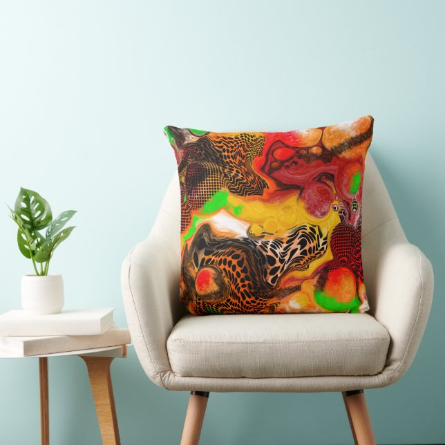 Autumn Colours Abstract Pour Painting   Cushion (Chair)