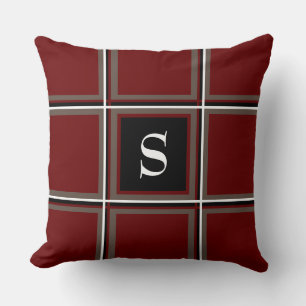 Autumn Colours Burgundy and Brown Single Initial Cushion