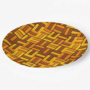Autumn colours, ceramic-look tiled pattern paper plate
