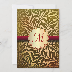 autumn colours elegant wedding monogram invitation