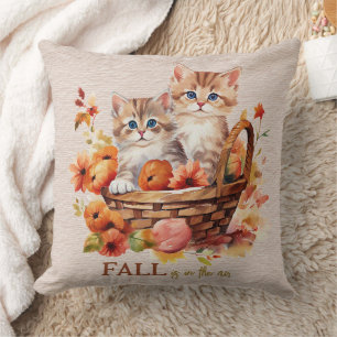Autumn Colours Fall Is In the Air Kittens Basket Cushion
