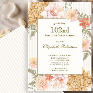 Autumn Colours Floral 102nd Birthday Invitation