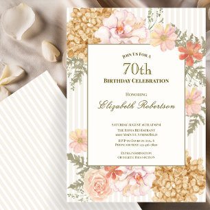 Autumn Colours Floral 70th Birthday Invitation