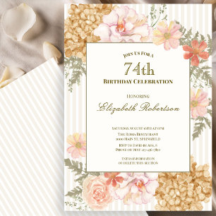 Autumn Colours Floral 74th Birthday Invitation