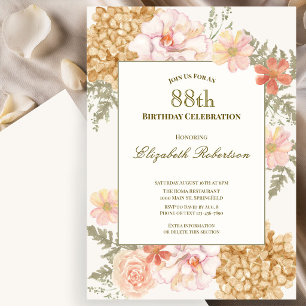 Autumn Colours Floral 88th Birthday Invitation