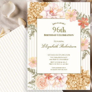 Autumn Colours Floral 96th Birthday Invitation