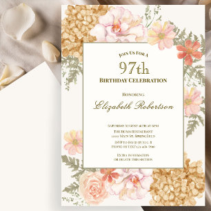 Autumn Colours Floral 97th Birthday Invitation