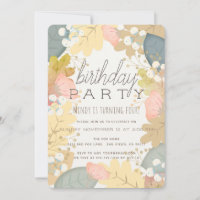 Autumn Colours Floral Foliage Birthday Invitation