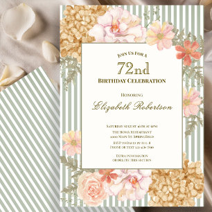 Autumn Colours Floral Sage 72nd Birthday Invitatio Invitation