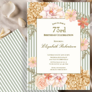 Autumn Colours Floral Sage 73rd Birthday Invitatio Invitation