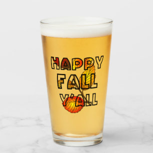 Autumn Colours Happy Fall Y'All Topography Leaves Glass