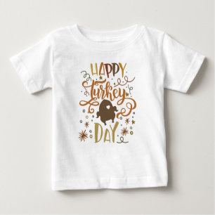Autumn Colours Happy Turkey Day Cute Thanksgiving Baby T-Shirt