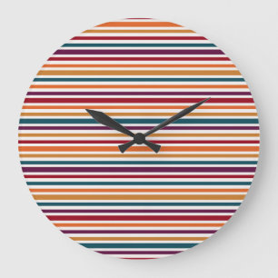 Autumn Colours Horizontal Stripes Graphic Art Large Clock