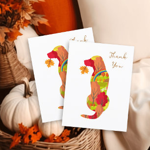 Autumn colours Labrador Silhouette Thank You Postcard