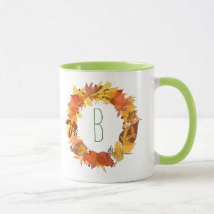Autumn Colours Leafs Wreath Illustration Mug