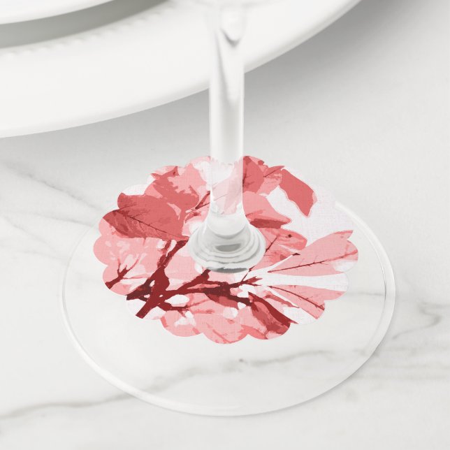 Autumn colours, leaves 3 wine glass tag (Close Up)