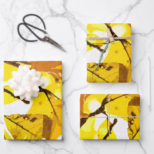 Autumn colours, leaves wrapping paper sheet (Front)