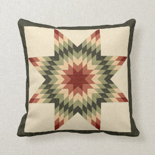 Autumn Colours Lone Star Quilt Look Cushion