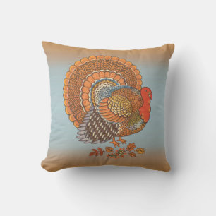 Autumn Colours Male Turkey Fanned Tail Leaves Cushion