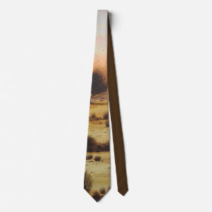autumn colours of landscape trees and sunset tie