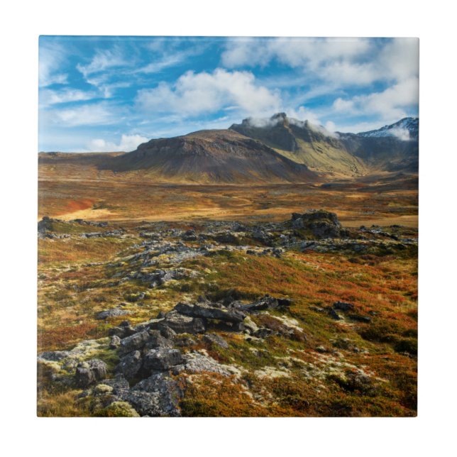 Autumn colours on the landscape ceramic tile (Front)