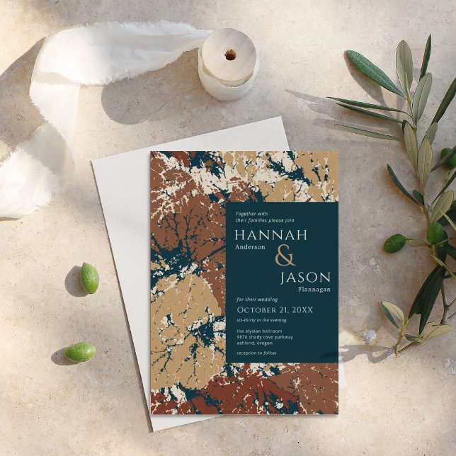 Autumn Colours Organic Abstract Leaves Invitation (Creator Uploaded)