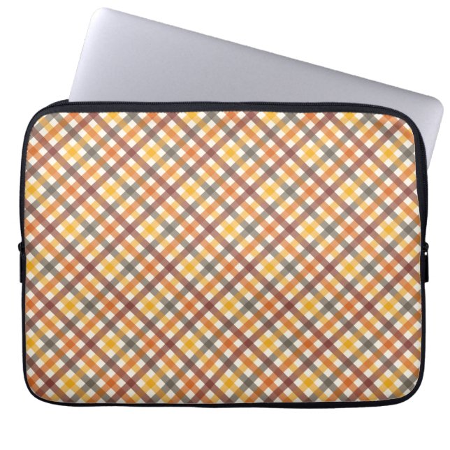Autumn Colours Plaid Laptop Sleeve (Front)