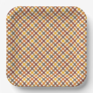 Autumn Colours Plaid Paper Plate
