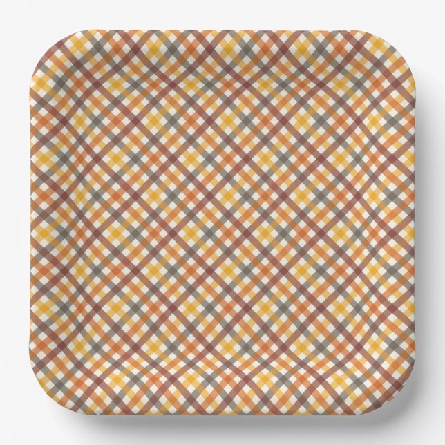 Autumn Colours Plaid Paper Plate (Front)