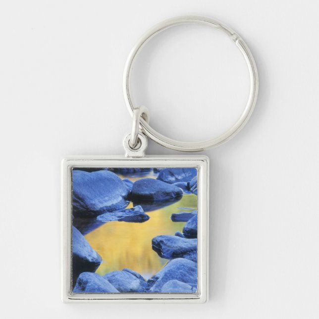 Autumn colours reflected in a wading pool, key ring (Front)