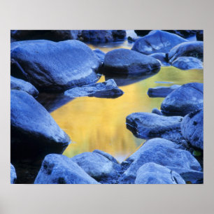 Autumn colours reflected in a wading pool, poster
