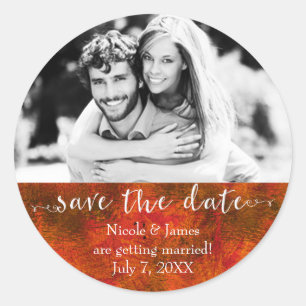 Autumn Colours Save the Date Custom Photo Classic Round Sticker