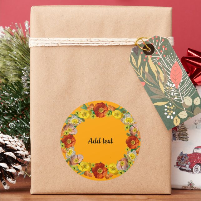 Autumn colours template classic round sticker (Holiday)