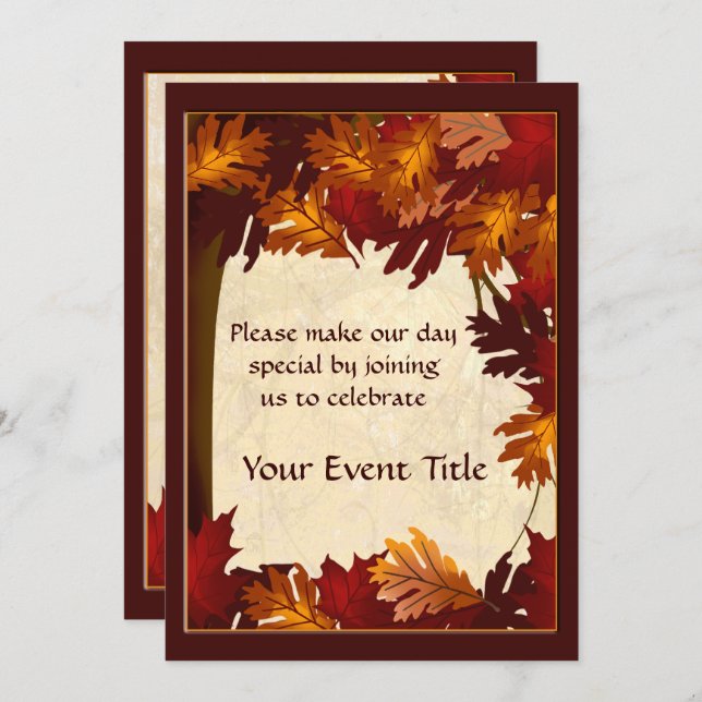Autumn Colours Tree Leaves All Occasion Custom Invitation (Front/Back)