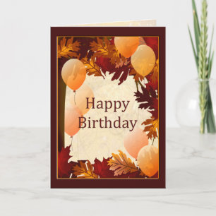 Autumn Colours Tree Leaves Happy Birthday Card