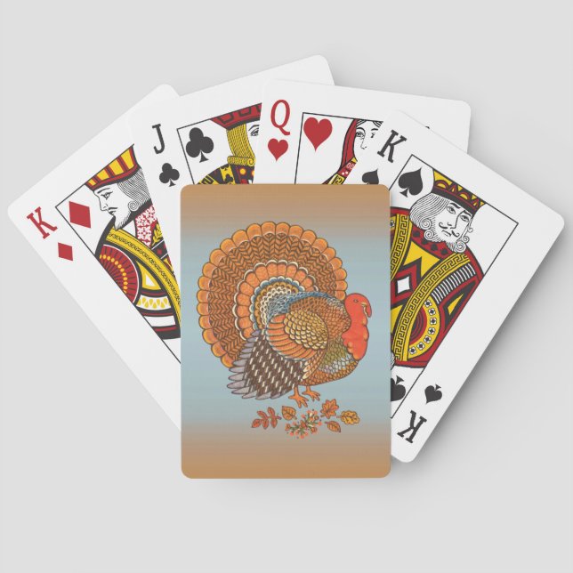 Autumn Colours Turkey Leaves Thanksgiving Playing Cards (Back)