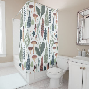 Autumn colours woodland foliage pattern shower curtain