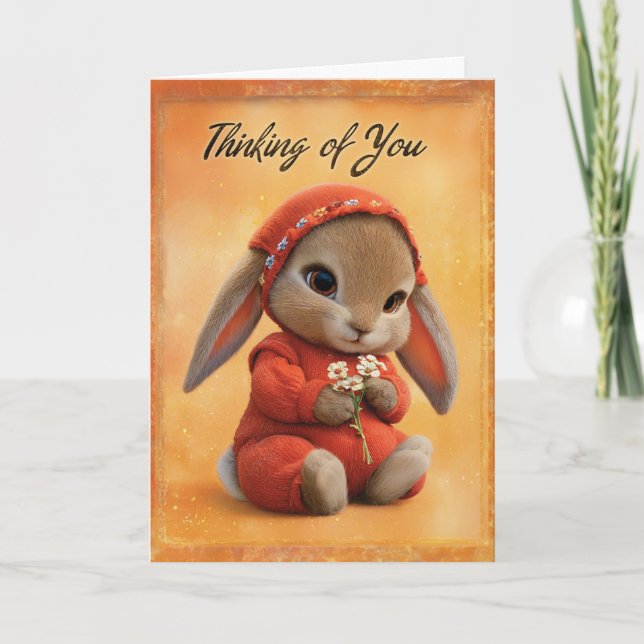 Autumn Comfort Baby Bunny Thinking of You Card (Front)