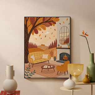 Autumn Comforts: A Cosy Living Room Poster