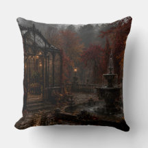 Autumn Conservatory Fountain Throw Pillow