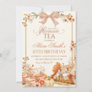 Autumn Coquette Afternoon Tea Party Birthday Invitation