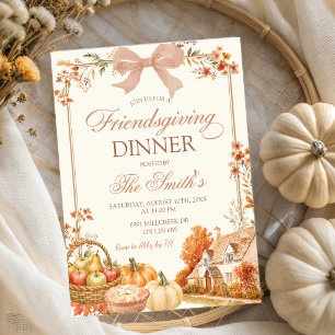 Autumn Coquette Pumpkin Farm Floral Friendsgiving Invitation