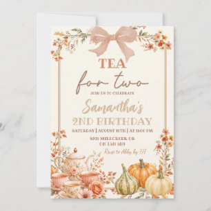 Autumn Coquette Tea For Two Second Birthday  Invitation