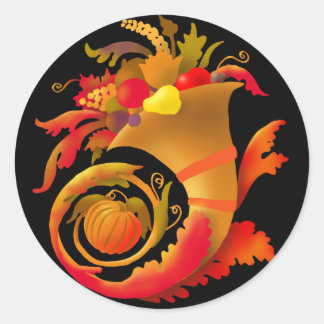Autumn Cornucopia Classic Round Sticker