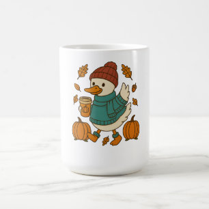 Autumn Cosy Duck with Pumpkin Café Coffee Mug