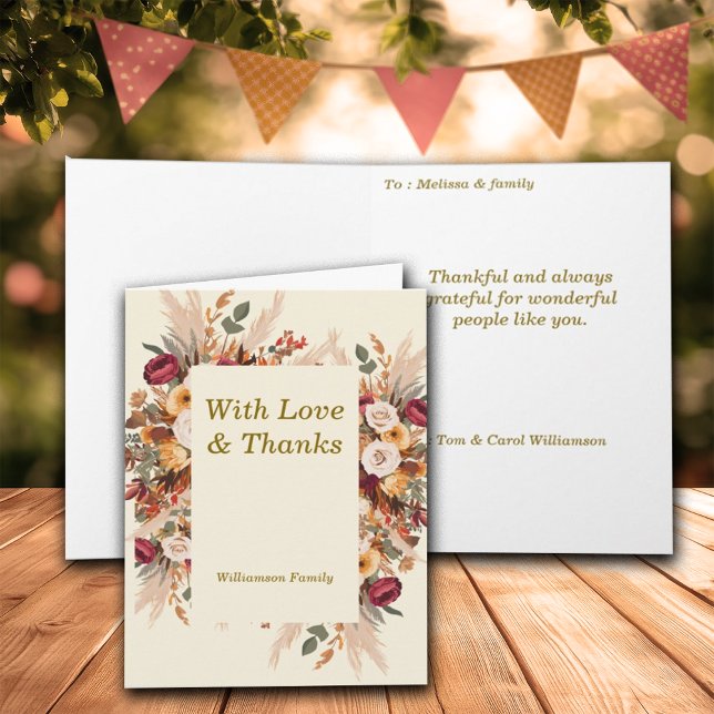 Autumn Cosy Floral Thanksgiving Personalise Holiday Card (Creator Uploaded)