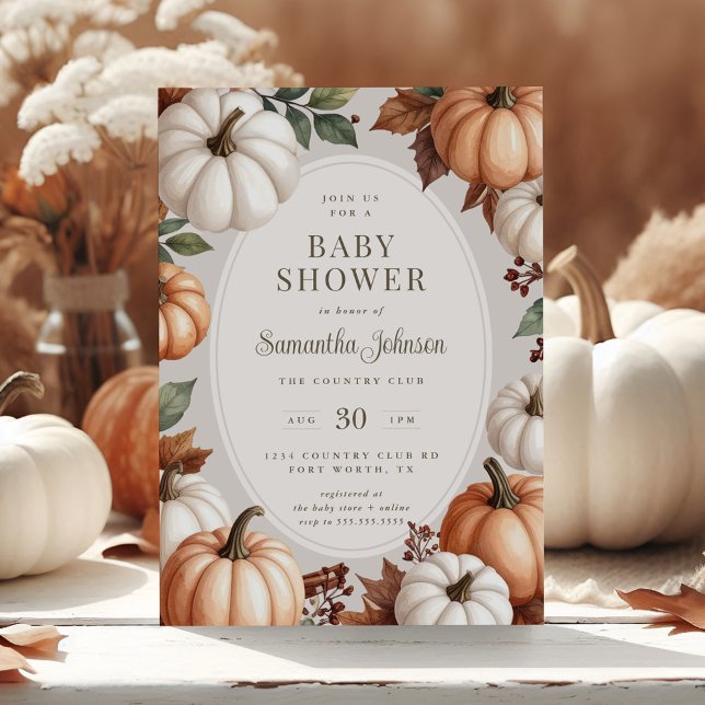 Autumn Cosy Pumpkin Baby Shower Invitation (Creator Uploaded)