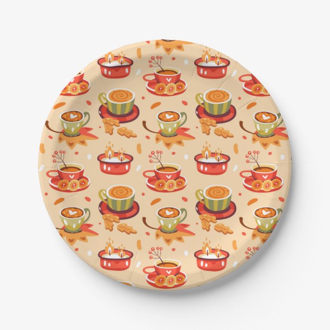 Autumn Cosy Pumpkin Spice  Paper Plates (Front)